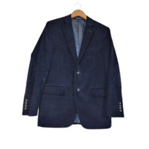 Stafford Signature 2-Button Navy Corduroy Suit Jacket Sport Coat Blazer - 38R